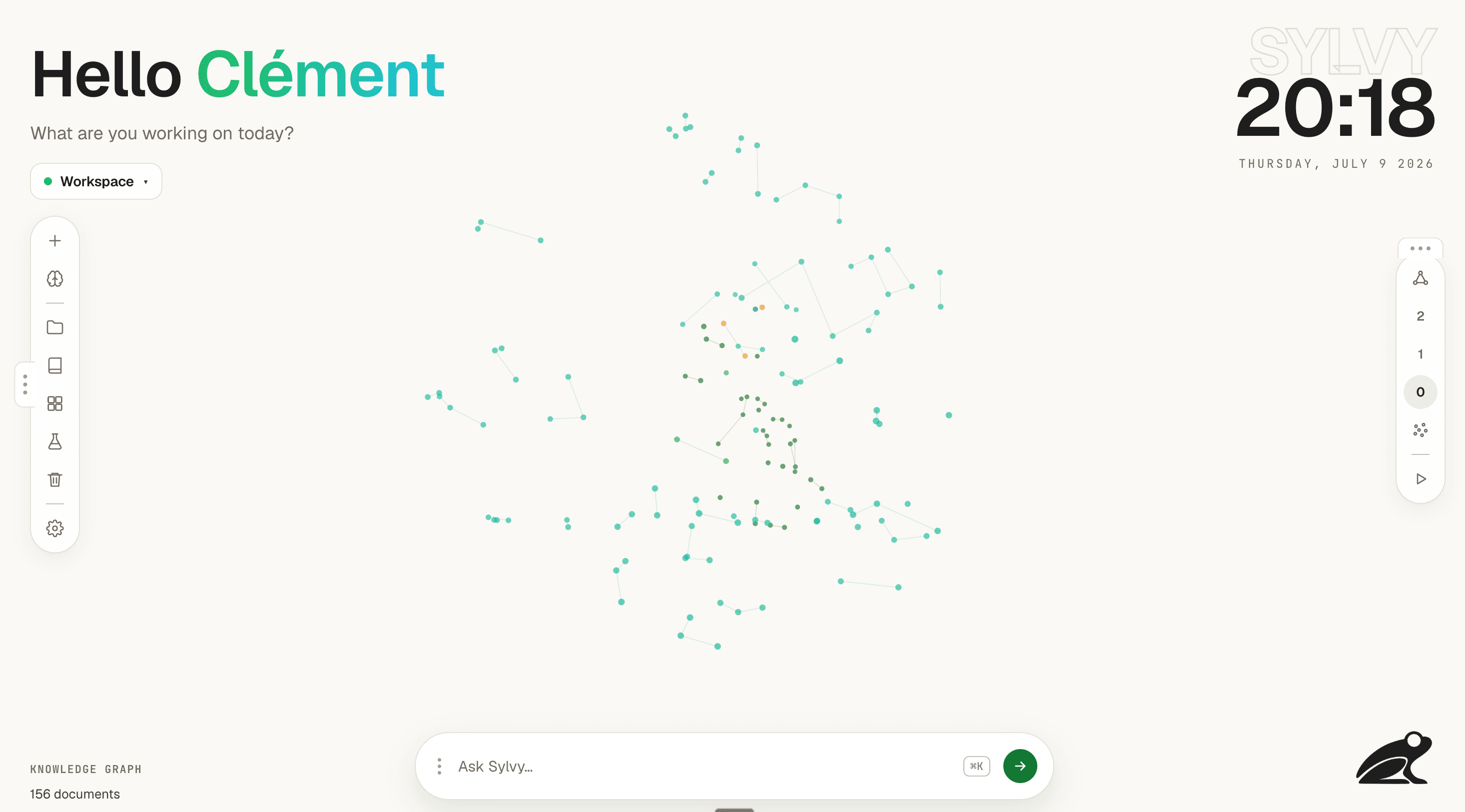 Sylvy workspace galaxy in the application